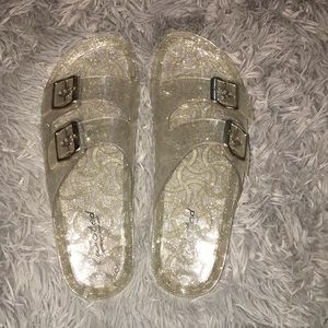 Silver glitter jelly sandals